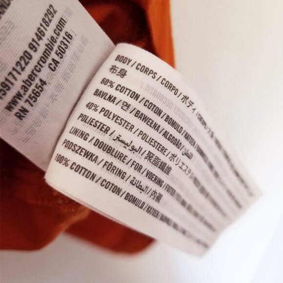 Abercrombie & Fitch Burnt Orange Poplin Puff Sleeve Button Down Tiered Dress S - Picture 12 of 16